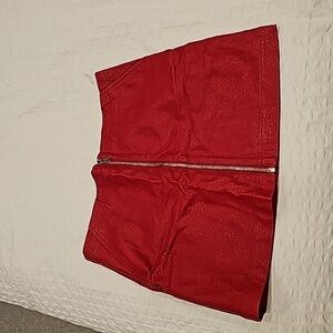 Red Faux Leather skirt